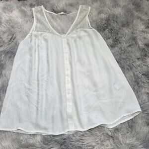 Creative Commune Woman's White Button Down flowy Tank Top size M